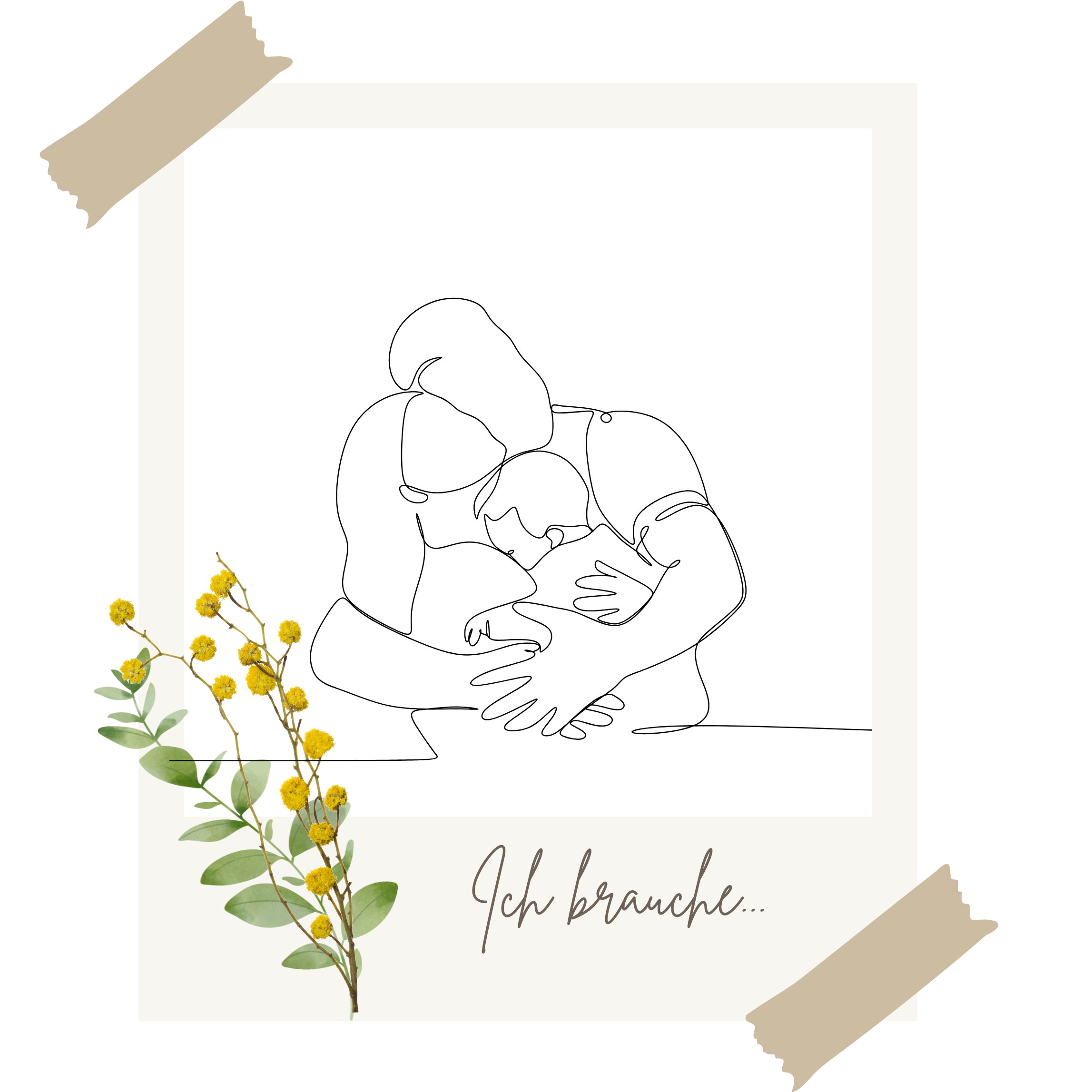 Vater, Mutter und Kind liegen sich liebevoll in den Armen.