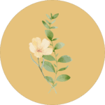 Blume und Zweig im gelben Kreis