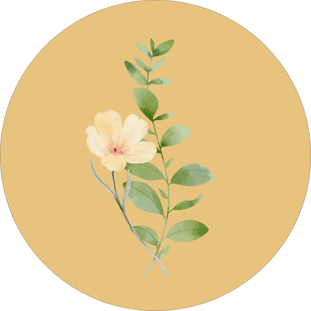 Blume und Zweig im gelben Kreis