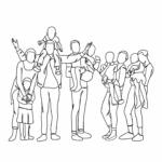 Männer, Frauen und Kinder stehen glücklich in einer Gruppe zusammen.