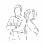 Eine Mann und eine Frau lehnen mit dem Rücken aneinander