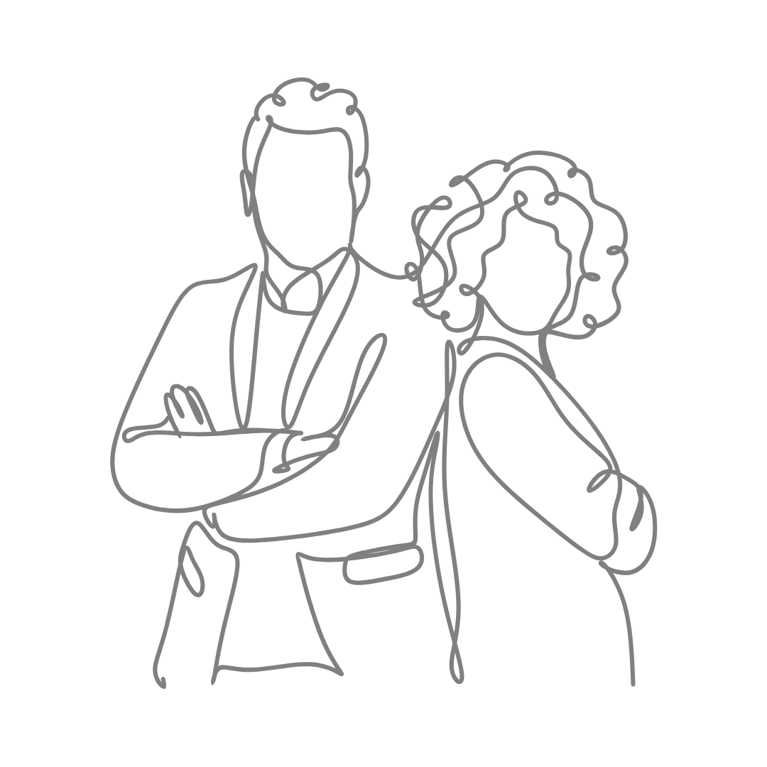 Eine Mann und eine Frau lehnen mit dem Rücken aneinander